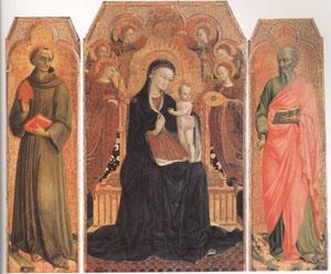 Stefano di Giovanni Sassetta Viirgin and child Enthroned with six Angels (mk05) Norge oil painting art